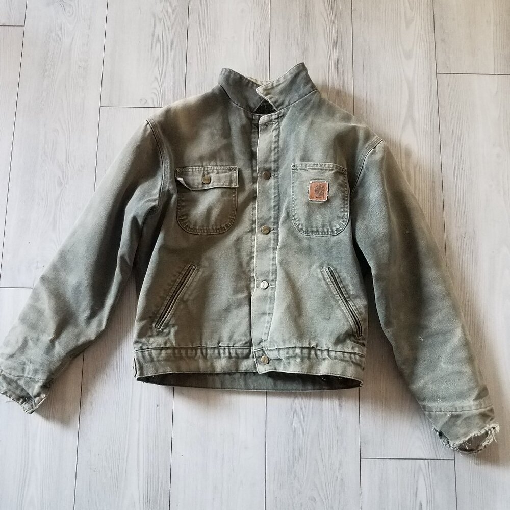 Vintage olive green JP1066 Carhartt chore / Detroit blanket lined jacket